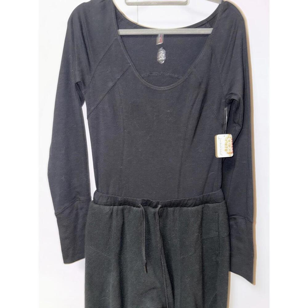 Free People FP Movement Make It Count Jumpsuit Black M Comfy Fleece NEW! $118 - Picture 4 of 9
